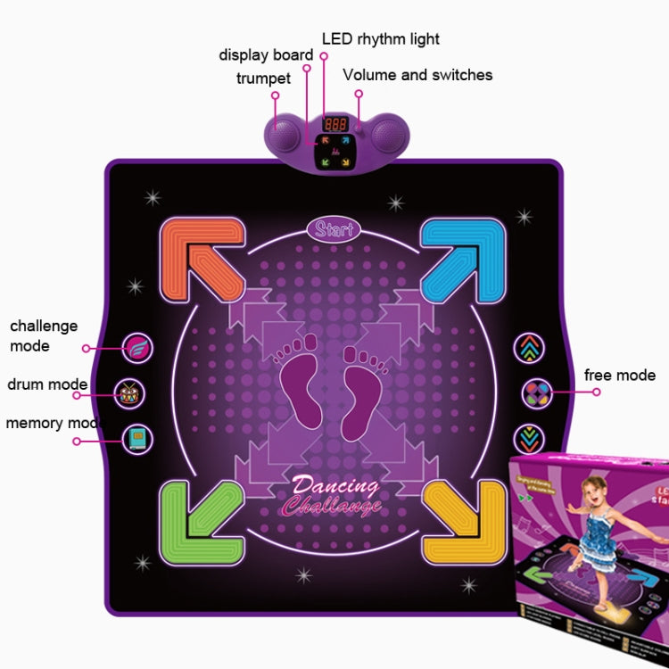 A colorful Bluetooth Electronic Dance Mat designed for children, featuring various buttons and lights for an interactive dance experience.